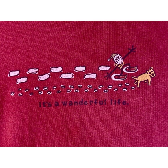 LIFE IS GOOD Red Long Sleeve Tee Christmas Xmas It’s A Wonderful Life Medium Dog - Picture 2 of 10